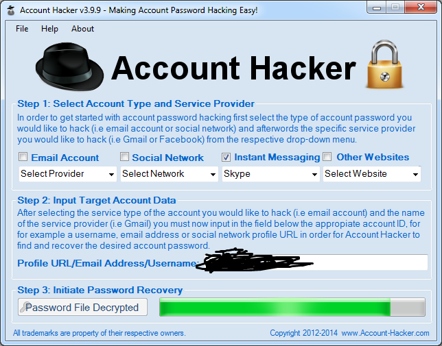 account hacker v3.9.9 free activation
